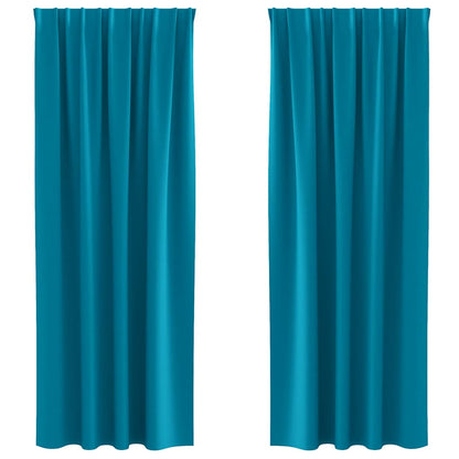 Blackout Curtains with Rings 2 pcs Turquoise 225 x 140 cm