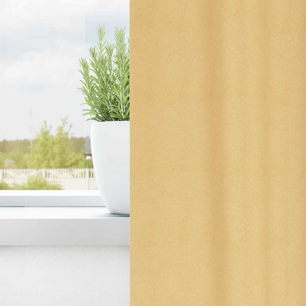 Blackout Curtains with Rings 2 pcs Beige 225 x 140 cm Polyester