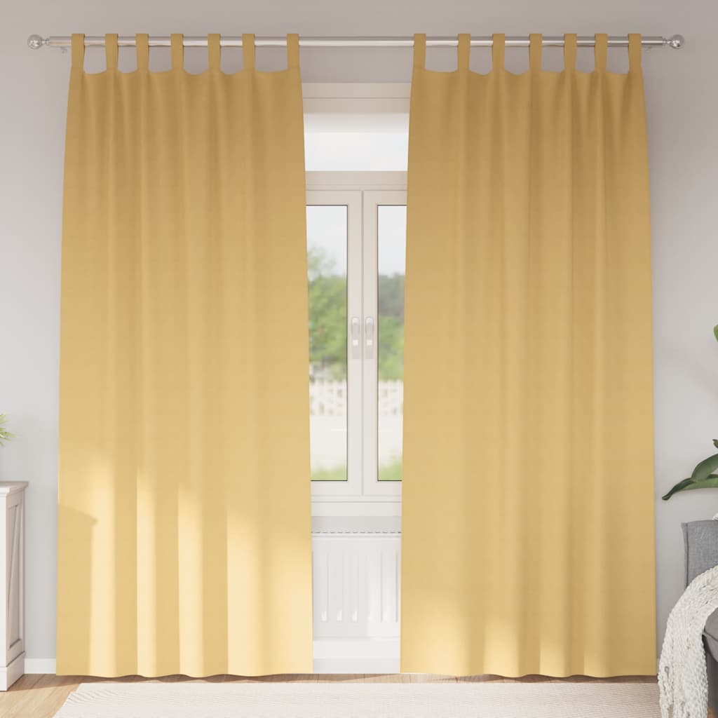 Blackout Curtains with Rings 2 pcs Beige 225 x 140 cm Polyester