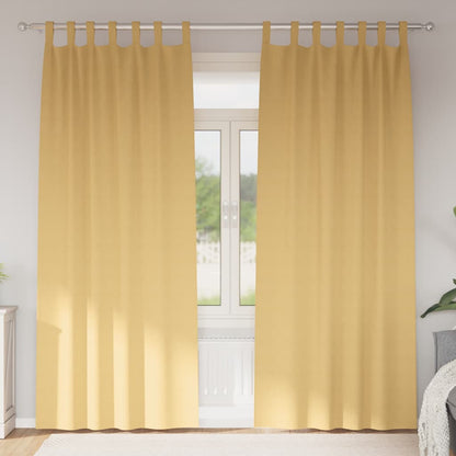Blackout Curtains with Rings 2 pcs Beige 225 x 140 cm Polyester