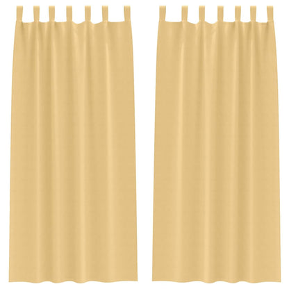 Blackout Curtains with Rings 2 pcs Beige 245 x 140 cm Polyester