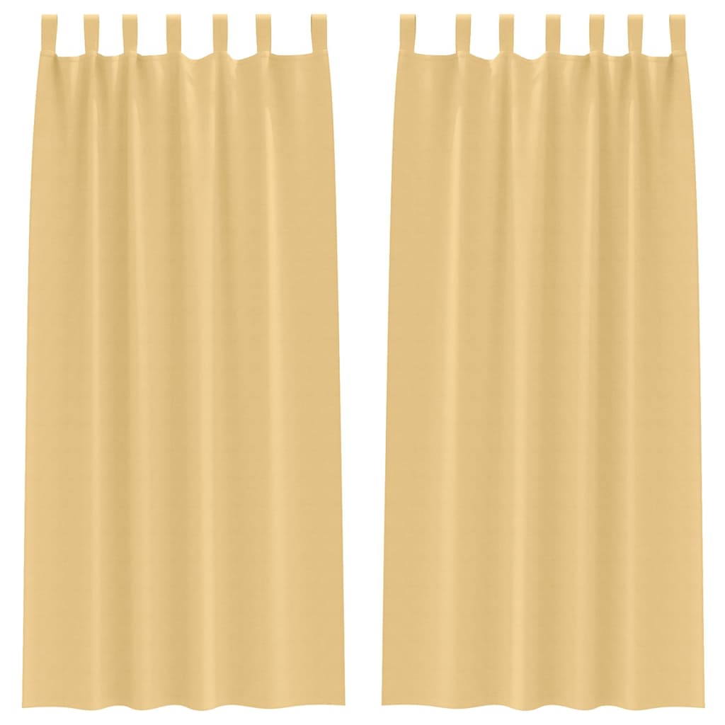 Blackout Curtains with Rings 2 pcs Beige 260 x 140 cm Polyester
