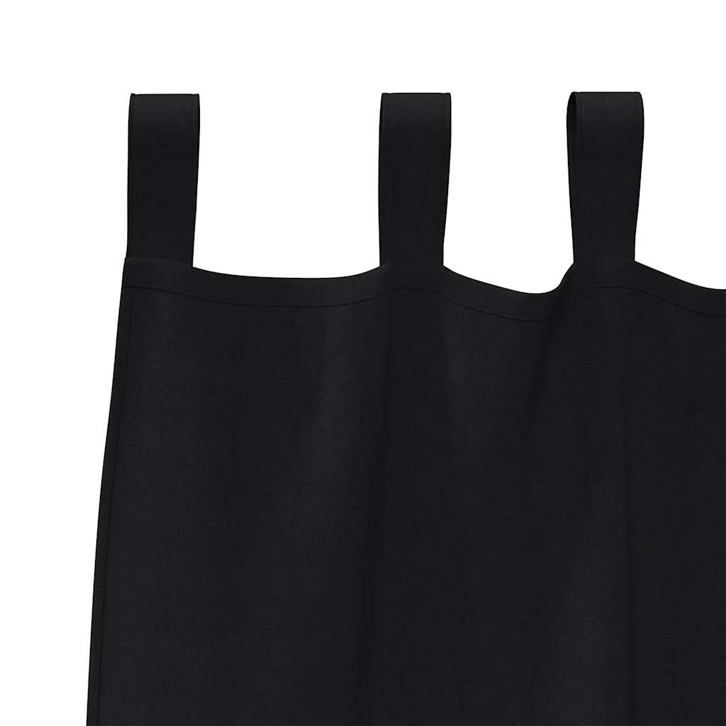 Blackout Curtains with Rings 2 pcs Black 140 x 140 cm Polyester
