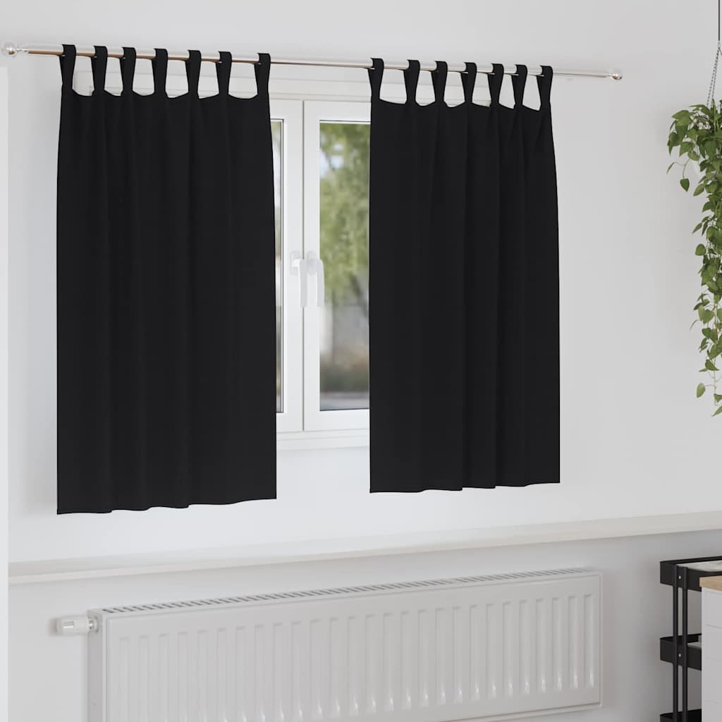 Blackout Curtains with Rings 2 pcs Black 140 x 140 cm Polyester