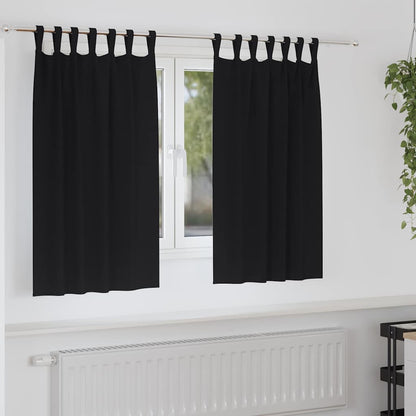 Blackout Curtains with Rings 2 pcs Black 140 x 140 cm Polyester