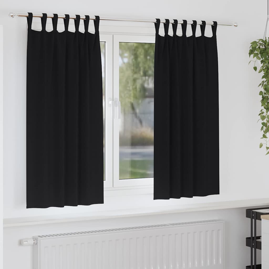 Blackout Curtains with Rings 2 pcs Black 175 x 140 cm Polyester