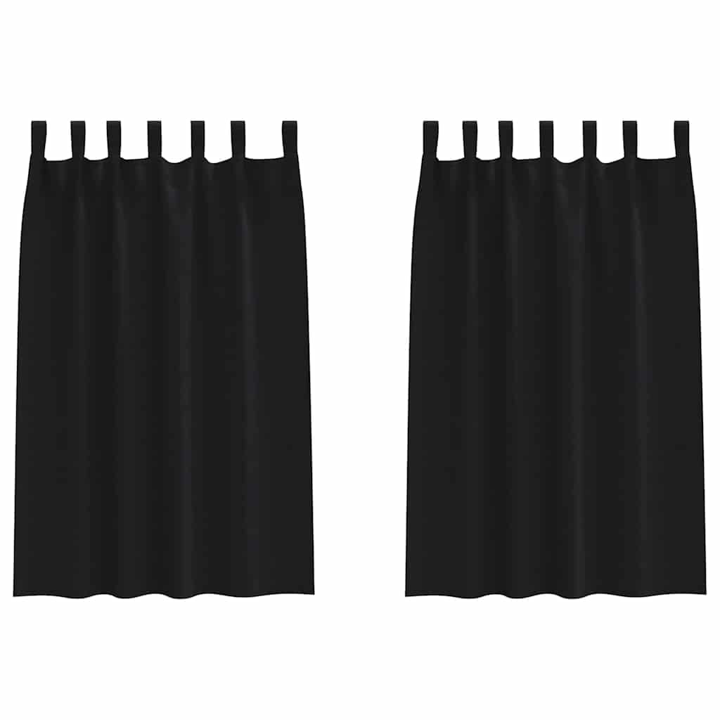 Blackout Curtains with Rings 2 pcs Black 175 x 140 cm Polyester