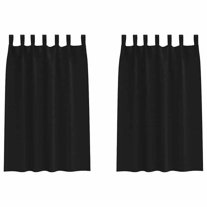 Blackout Curtains with Rings 2 pcs Black 175 x 140 cm Polyester