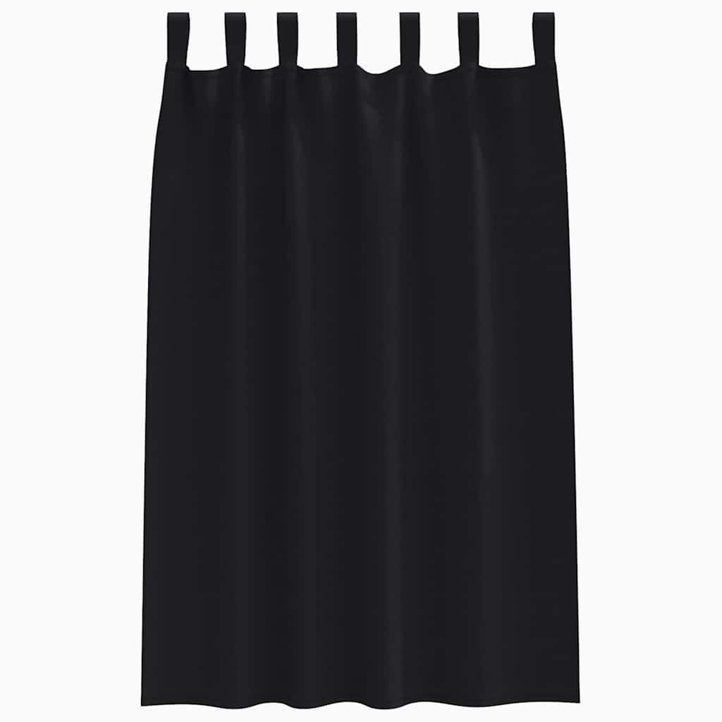 Blackout Curtains with Rings 2 pcs Black 175 x 140 cm Polyester
