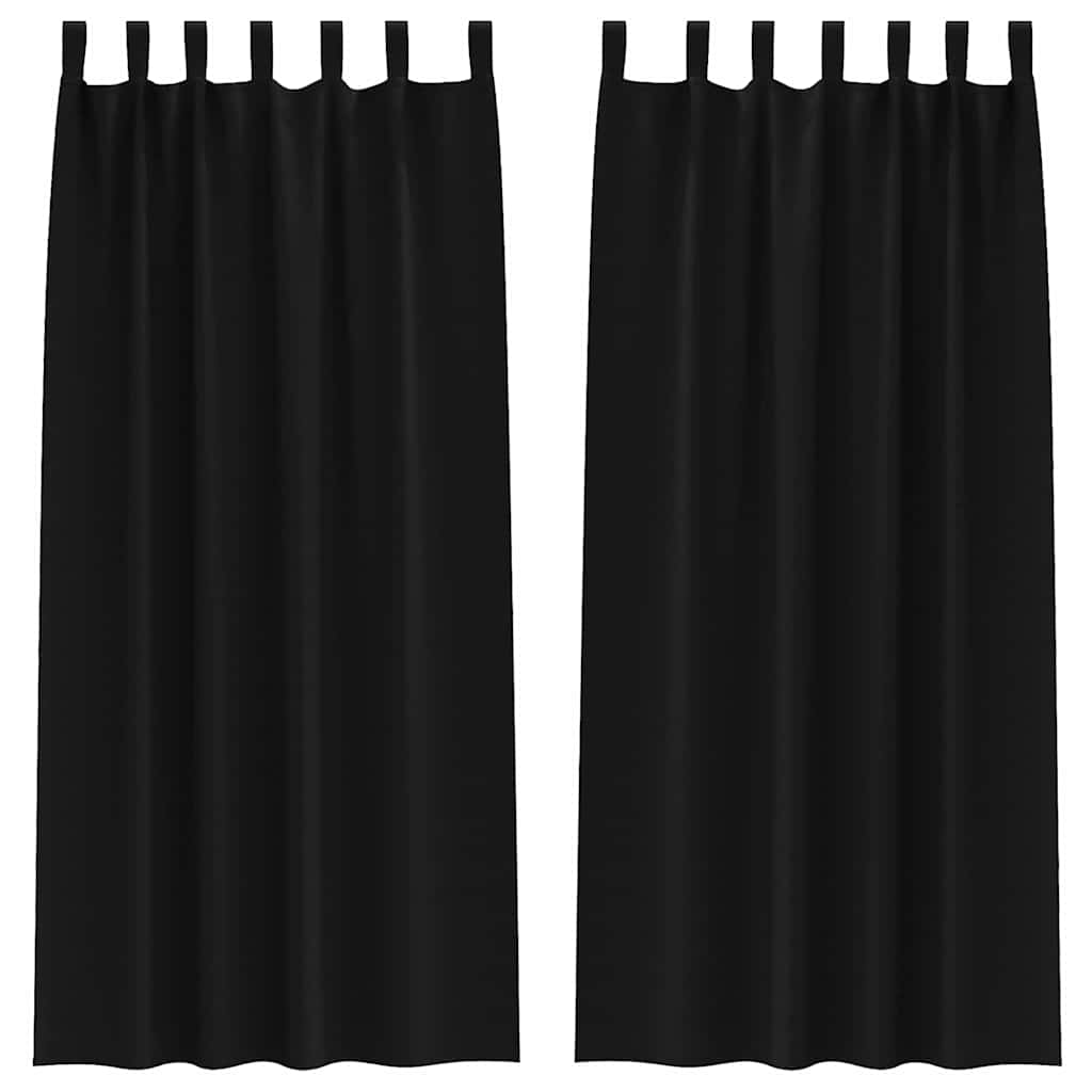 Blackout Curtains with Rings 2 pcs Black 225 x 140 cm Polyester
