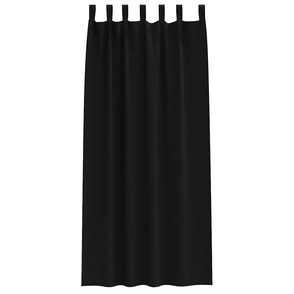 Blackout Curtains with Rings 2 pcs Black 225 x 140 cm Polyester
