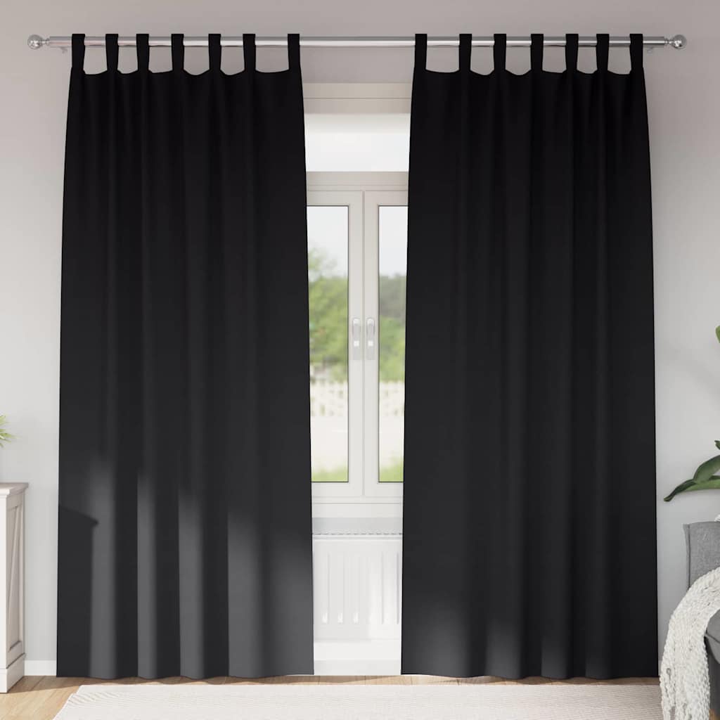 Blackout Curtains with Rings 2 pcs Black 260 x 140 cm Polyester