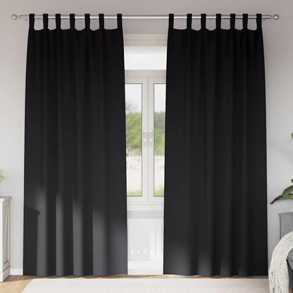Blackout Curtains with Rings 2 pcs Black 260 x 140 cm Polyester
