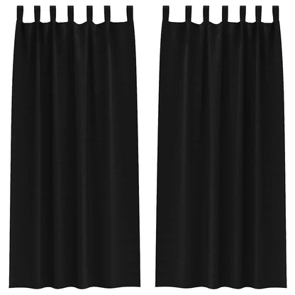 Blackout Curtains with Rings 2 pcs Black 260 x 140 cm Polyester