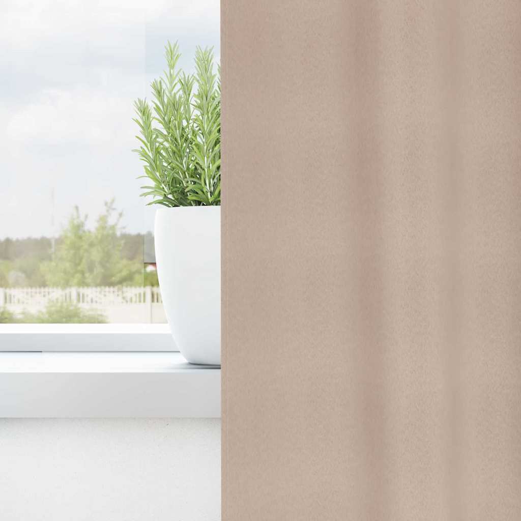 Blackout Curtains with Rings 2 pcs Taupe 245 x 140 cm Polyester