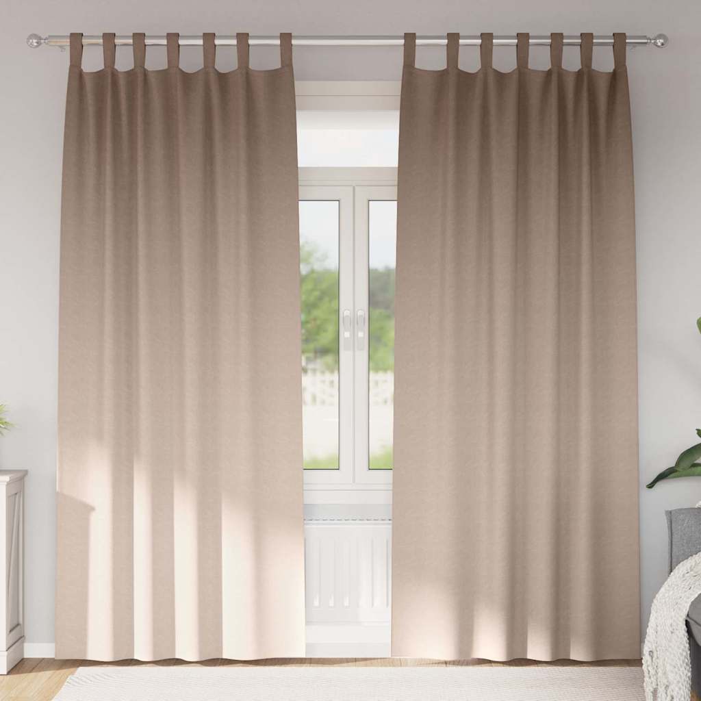 Blackout Curtains with Rings 2 pcs Taupe 245 x 140 cm Polyester
