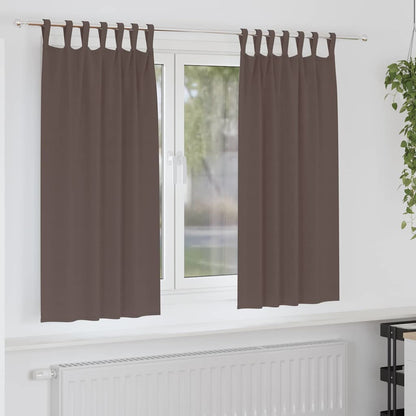 Blackout Curtains with Rings 2 pcs Dark Brown 175 x 140 cm