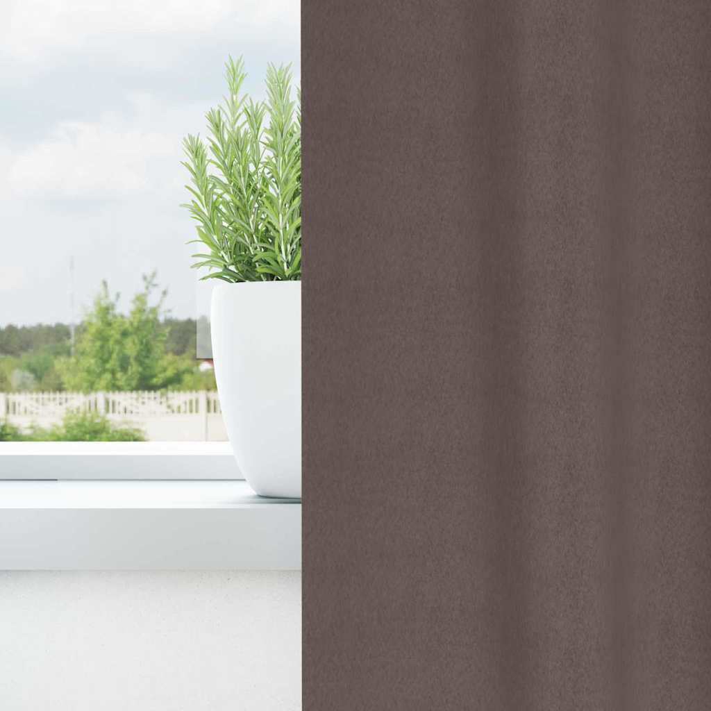 Blackout Curtains with Rings 2 pcs Dark Brown 225 x 140 cm