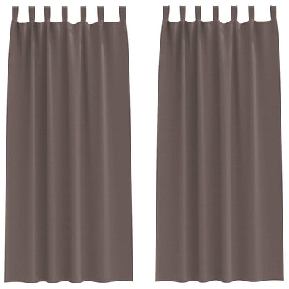 Blackout Curtains with Rings 2 pcs Dark Brown 225 x 140 cm