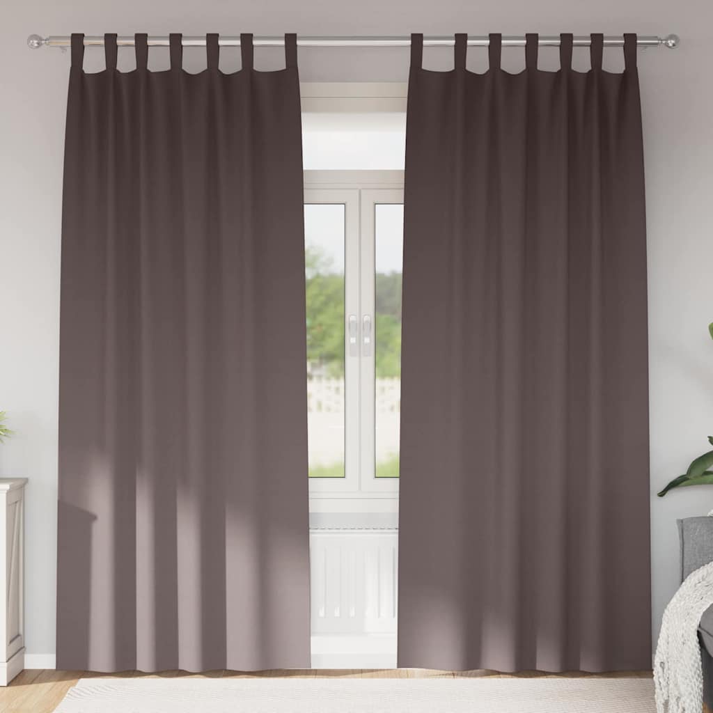 Blackout Curtains with Rings 2 pcs Dark Brown 260 x 140 cm