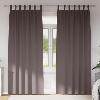 Blackout Curtains with Rings 2 pcs Dark Brown 260 x 140 cm
