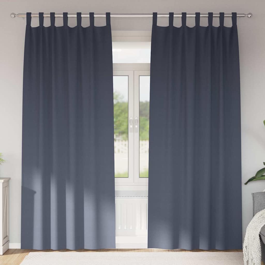 Blackout Curtains with Rings 2 pcs Anthracite 225 x 140 cm