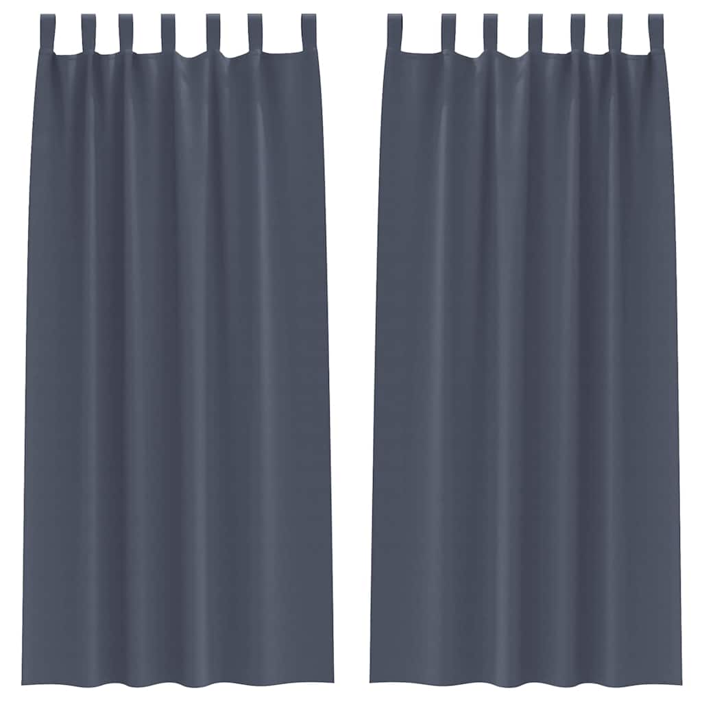 Blackout Curtains with Rings 2 pcs Anthracite 225 x 140 cm