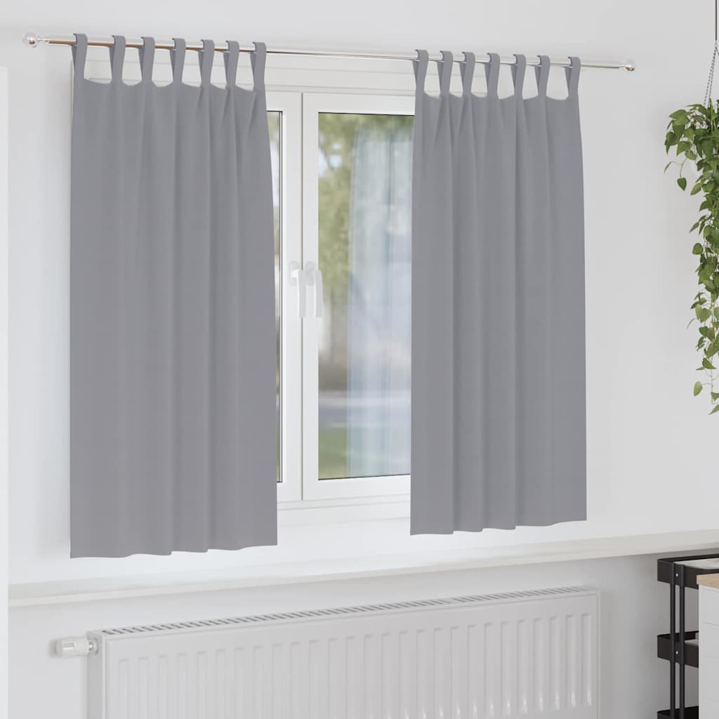 Blackout Curtains with Rings 2 pcs Light Grey 175 x 140 cm