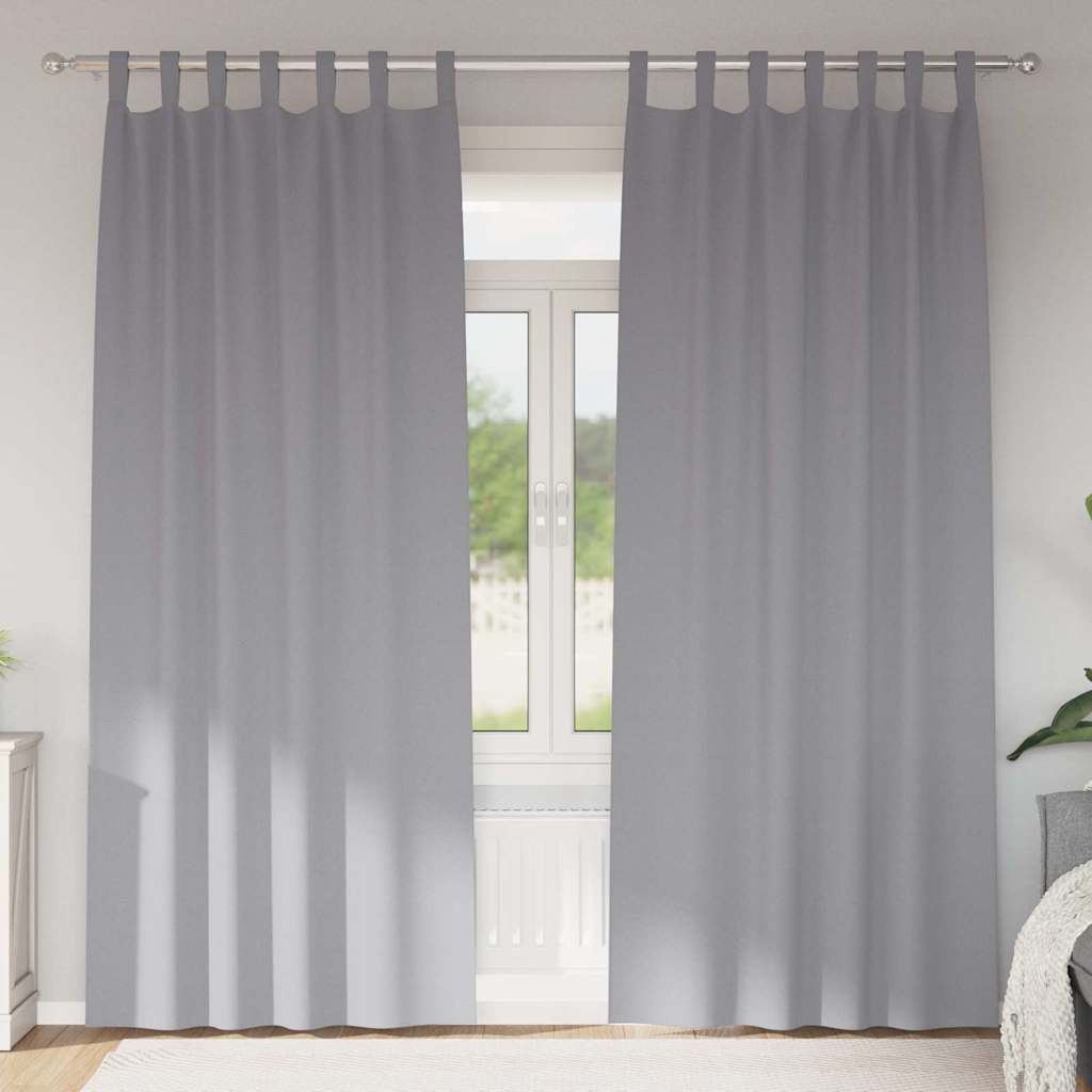 Blackout Curtains with Rings 2 pcs Light Grey 260 x 140 cm