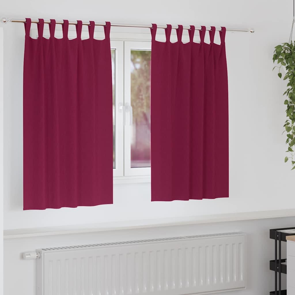 Blackout Curtains with Rings 2 pcs Wine Red 140 x 140 cm