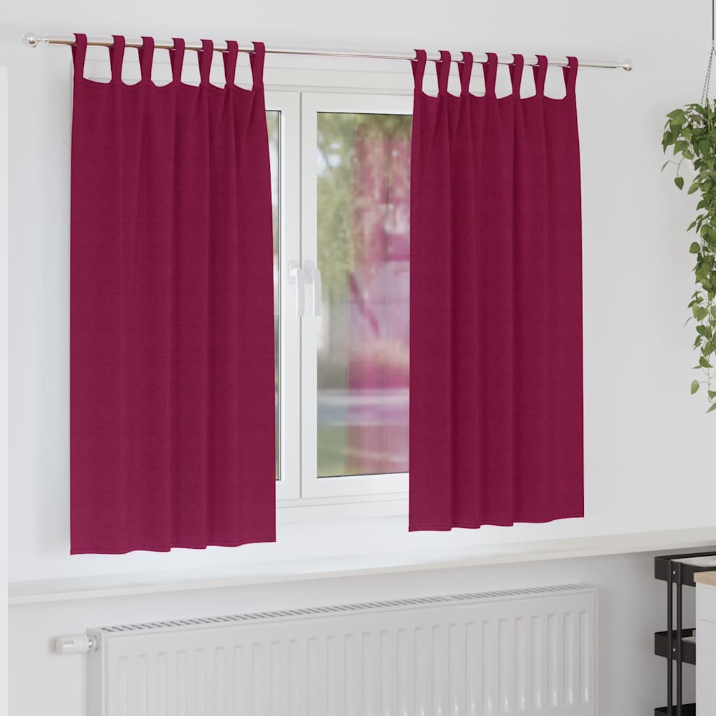Blackout Curtains with Rings 2 pcs Wine Red 175 x 140 cm