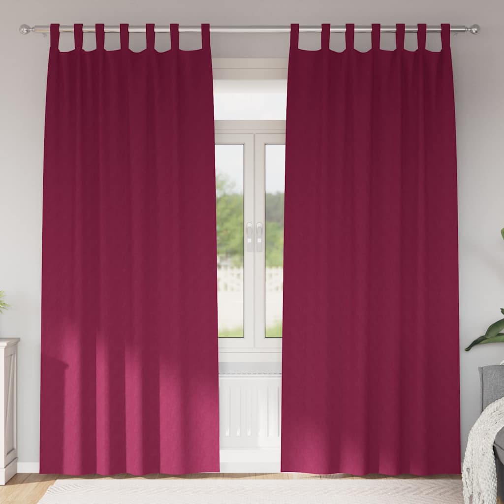 Blackout Curtains with Rings 2 pcs Wine Red 225 x 140 cm
