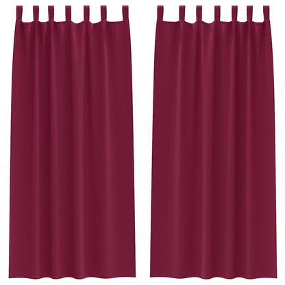 Blackout Curtains with Rings 2 pcs Wine Red 260 x 140 cm