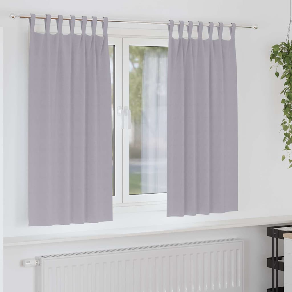 Blackout Curtains with Rings 2 pcs Metal Grey 175 x 140 cm