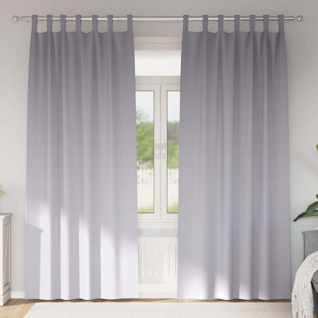 Blackout Curtains with Rings 2 pcs Metal Grey 260 x 140 cm