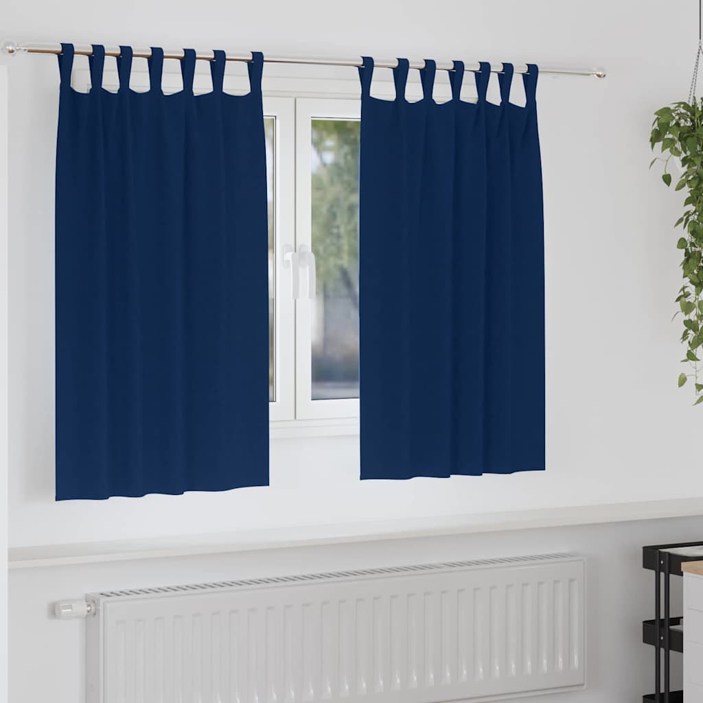Blackout Curtains with Rings 2 pcs Dark Blue 140 x 140 cm