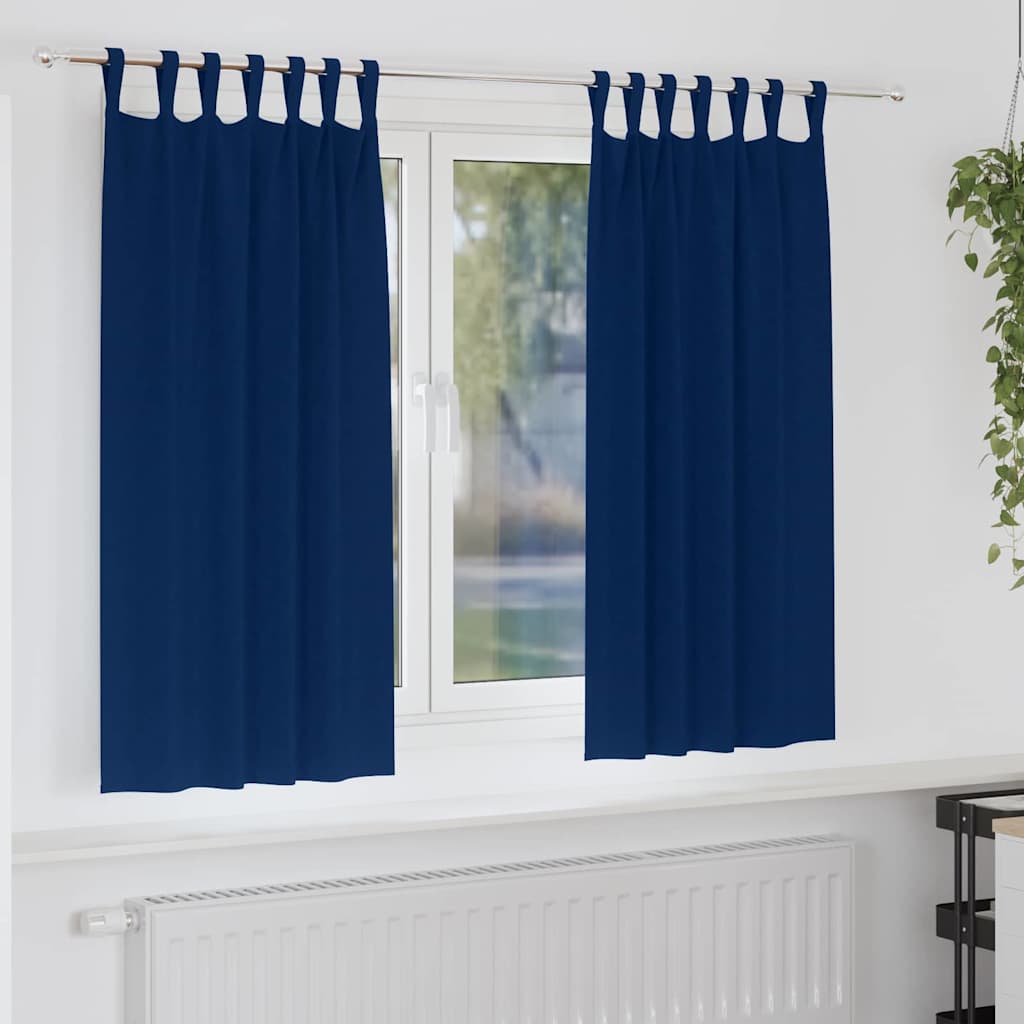 Blackout Curtains with Rings 2 pcs Dark Blue 175 x 140 cm