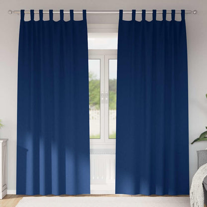 Blackout Curtains with Rings 2 pcs Dark Blue 260 x 140 cm