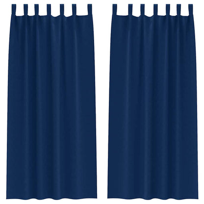 Blackout Curtains with Rings 2 pcs Dark Blue 260 x 140 cm