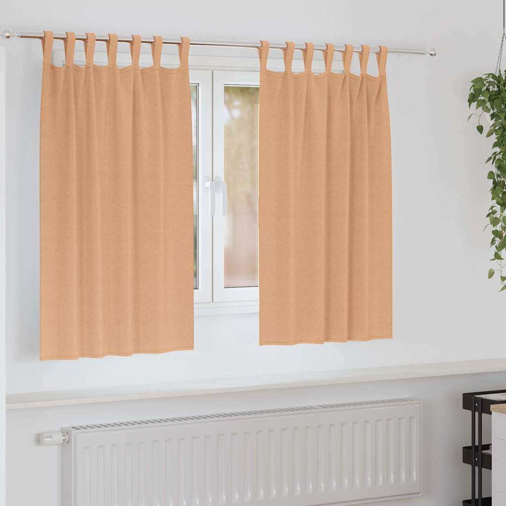 Blackout Curtains with Rings 2 pcs Light Brown 140 x 140 cm