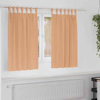 Blackout Curtains with Rings 2 pcs Light Brown 140 x 140 cm