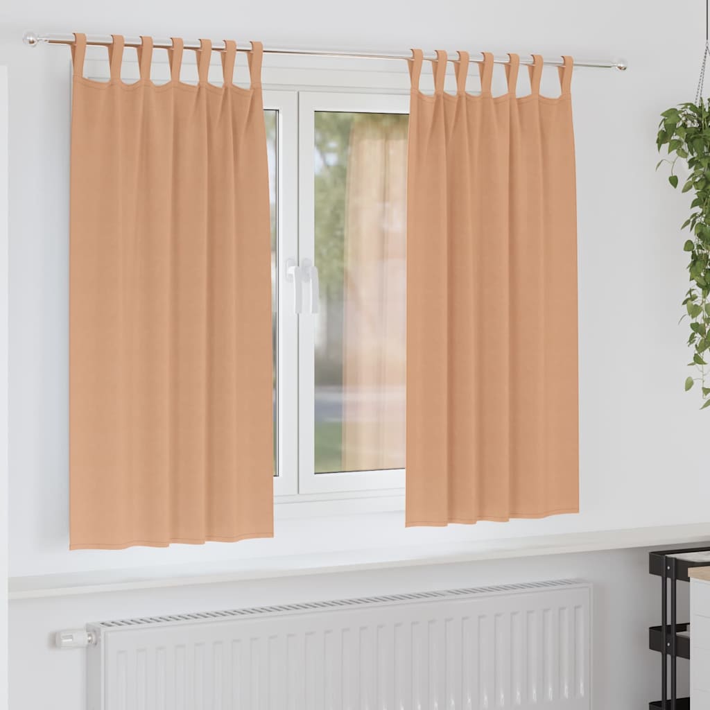 Blackout Curtains with Rings 2 pcs Light Brown 175 x 140 cm