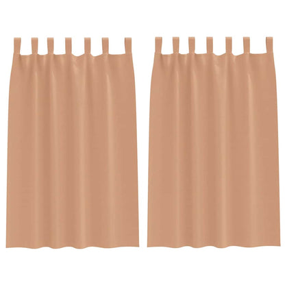 Blackout Curtains with Rings 2 pcs Light Brown 175 x 140 cm