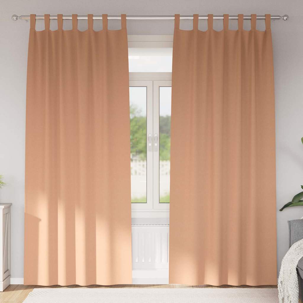 Blackout Curtains with Rings 2 pcs Light Brown 225 x 140 cm