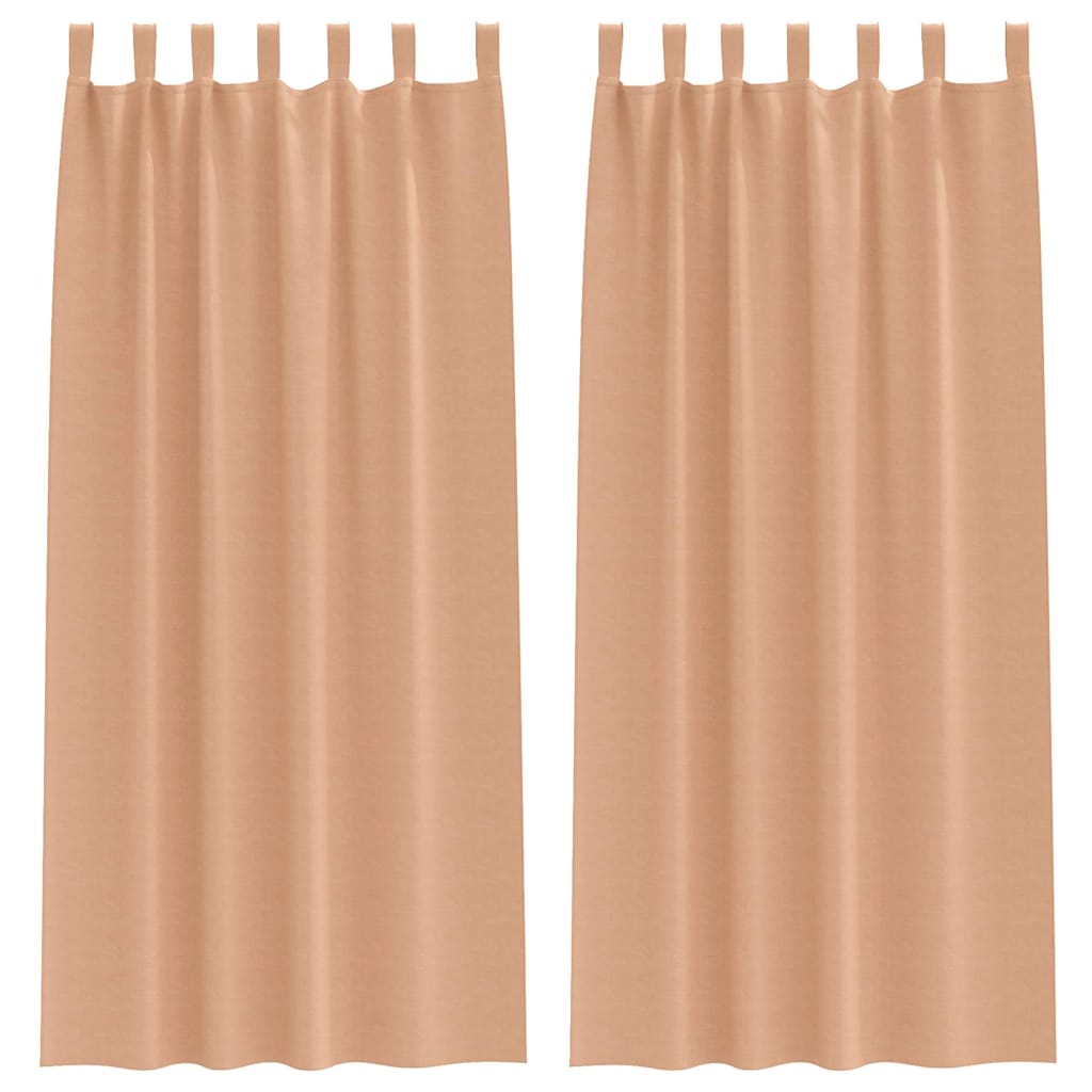 Blackout Curtains with Rings 2 pcs Light Brown 260 x 140 cm