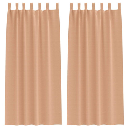 Blackout Curtains with Rings 2 pcs Light Brown 260 x 140 cm