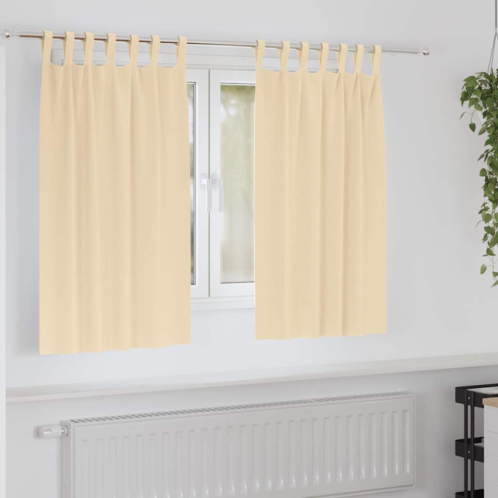 Blackout Curtains with Rings 2 pcs Cream 140 x 140 cm Polyester