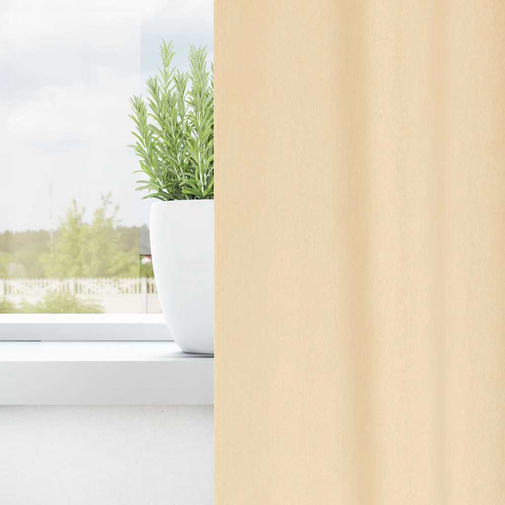Blackout Curtains with Rings 2 pcs Cream 175 x 140 cm Polyester