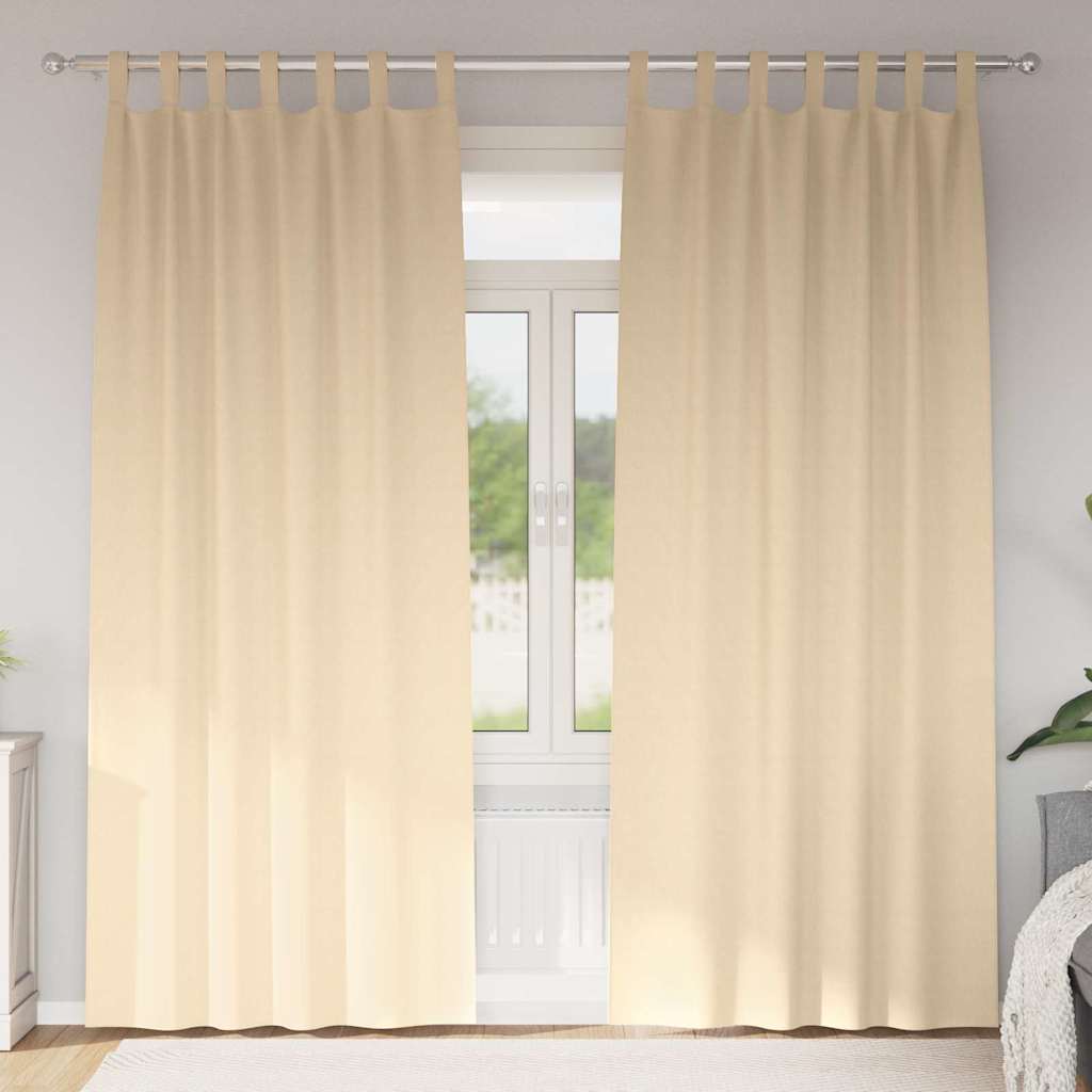 Blackout Curtains with Rings 2 pcs Cream 245 x 140 cm Polyester