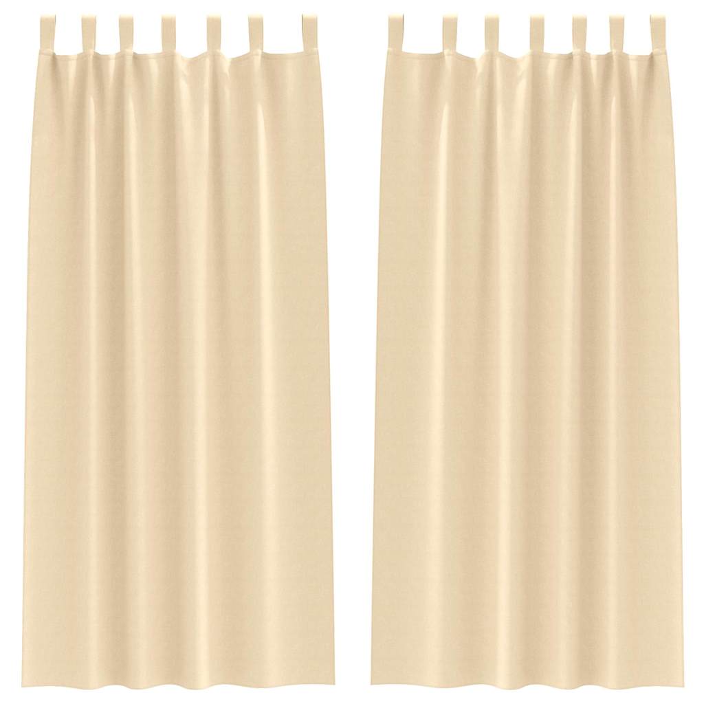 Blackout Curtains with Rings 2 pcs Cream 245 x 140 cm Polyester